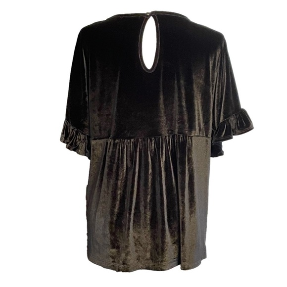 Blouse Sheer Shoulders Ruffled Trim Sleeves - Picture 2 of 8